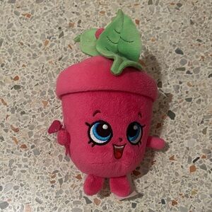 Pink Plush Strawberry Kids Toy with Leaf